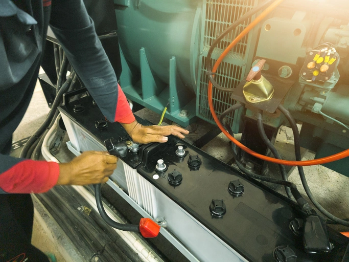 Repair and installation of engine generator battery terminals in industry
