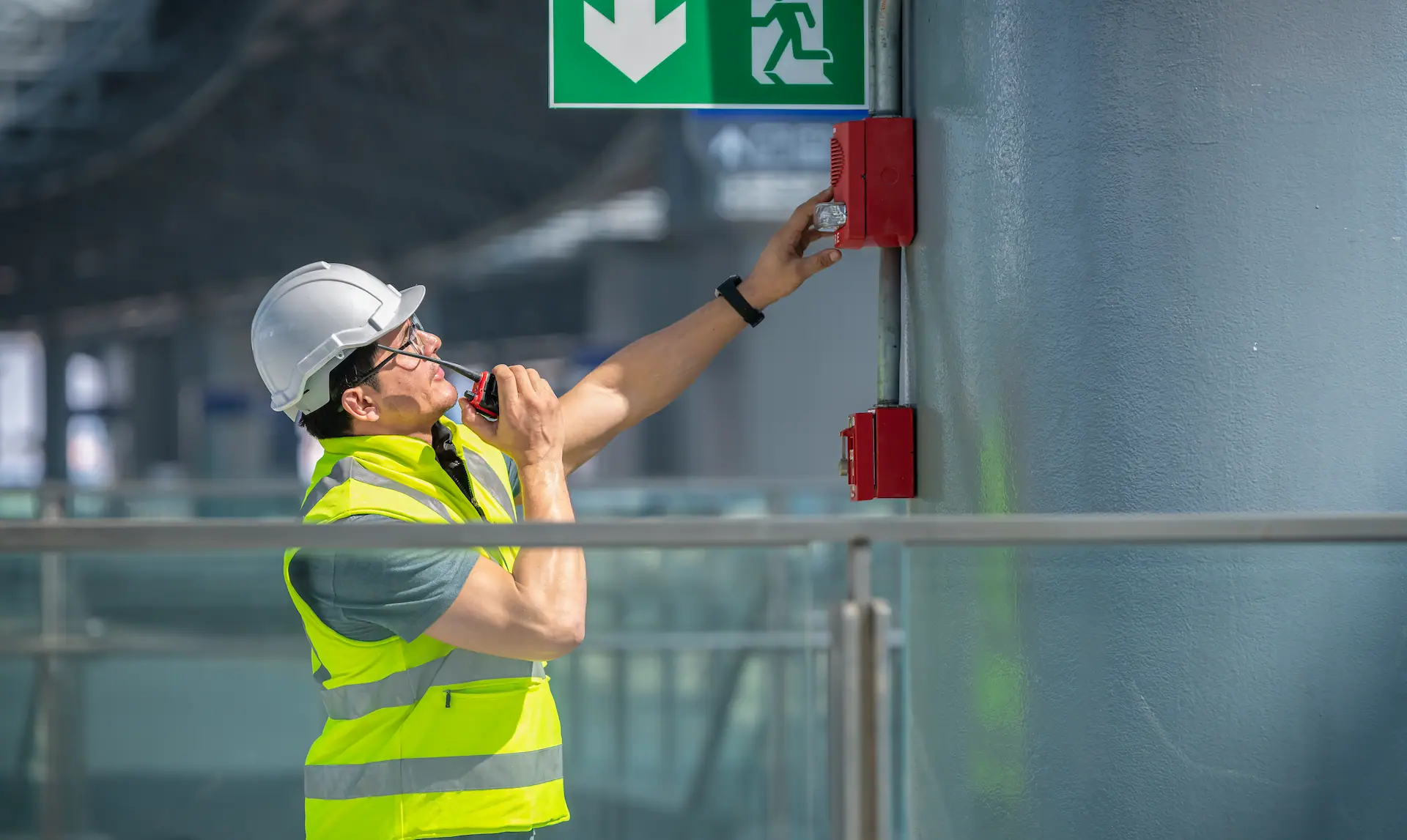 fire engineer checking panel